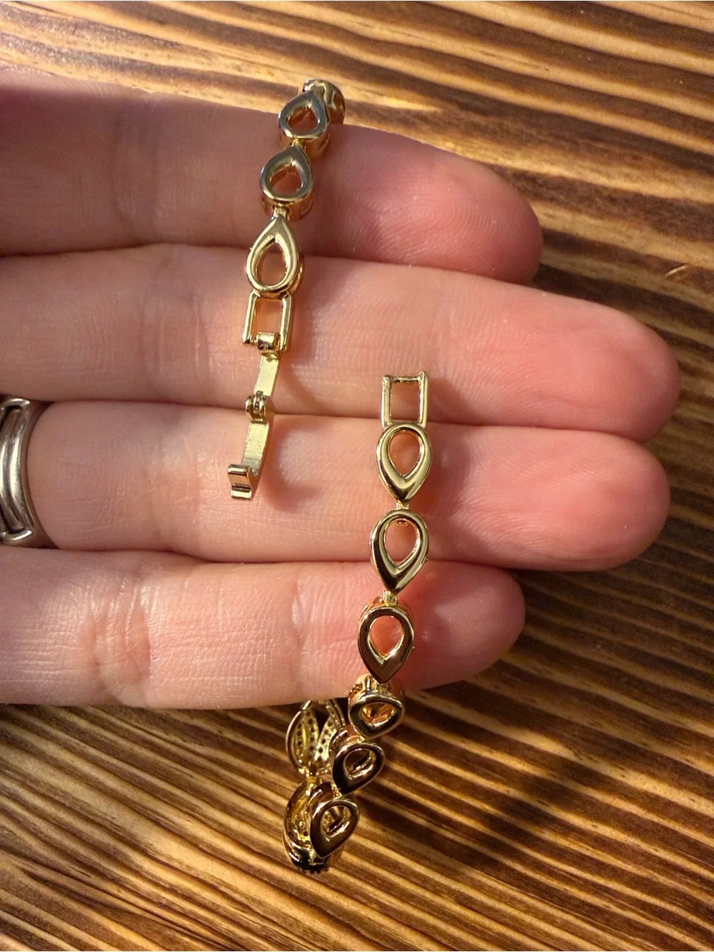 Gold Plated Crystal Floral Link Bracelet for Women